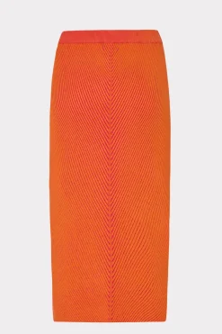 MILLY Matching Sets-Plaited Knit Midi Skirt Pink/Coral
