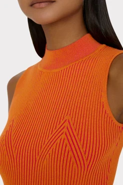 MILLY Matching Sets-Plaited Knit Shell Top Pink/Coral