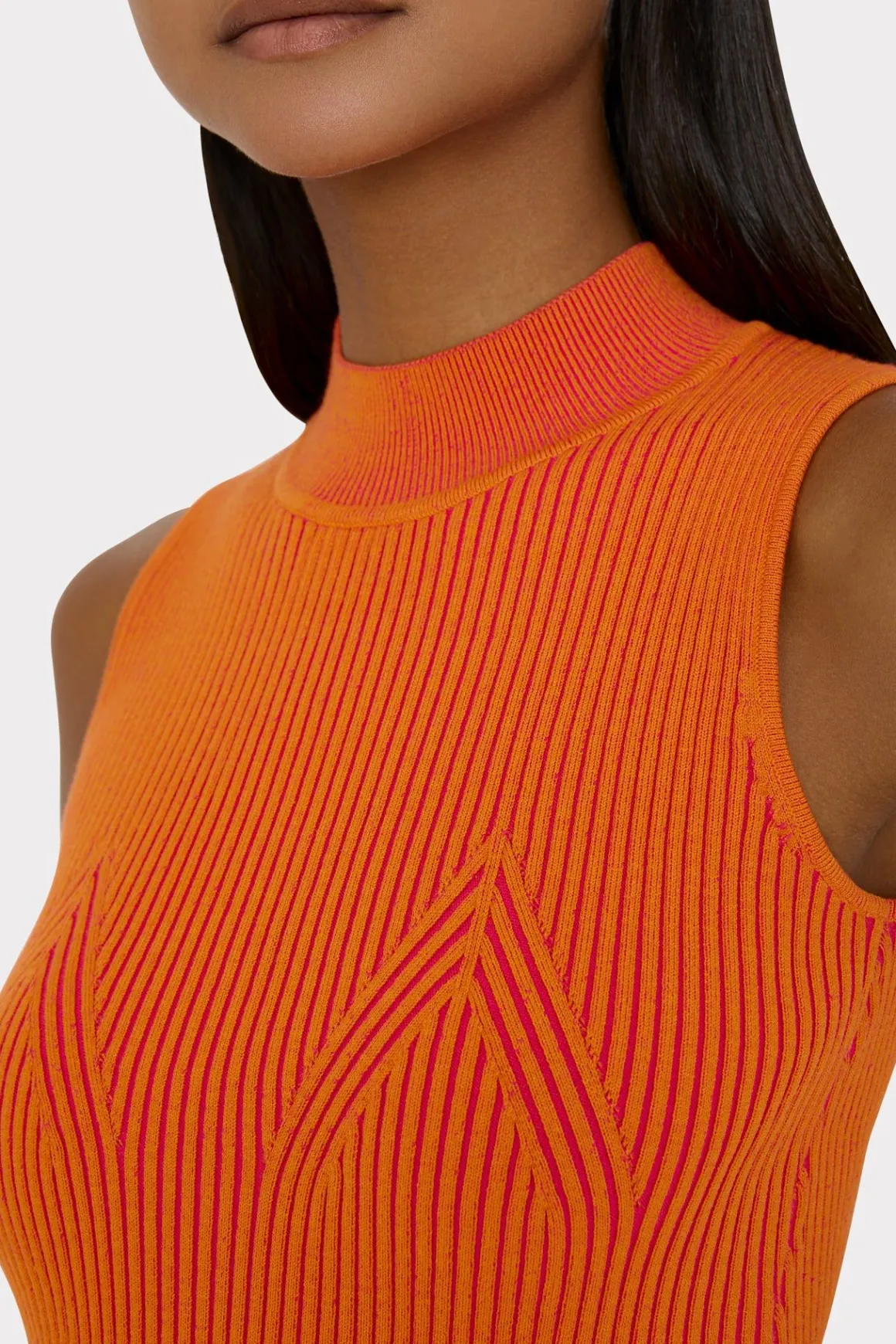 MILLY Sweaters & Knits-Plaited Knit Shell Top Pink/Coral