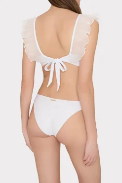 MILLY Jumpsuits & Rompers-Pleated Organza Bikini Top White