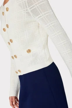 MILLY Coats & Jackets-Pointelle Textured Knit Jacket Ecru