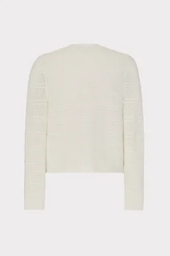 MILLY Coats & Jackets-Pointelle Textured Knit Jacket Ecru