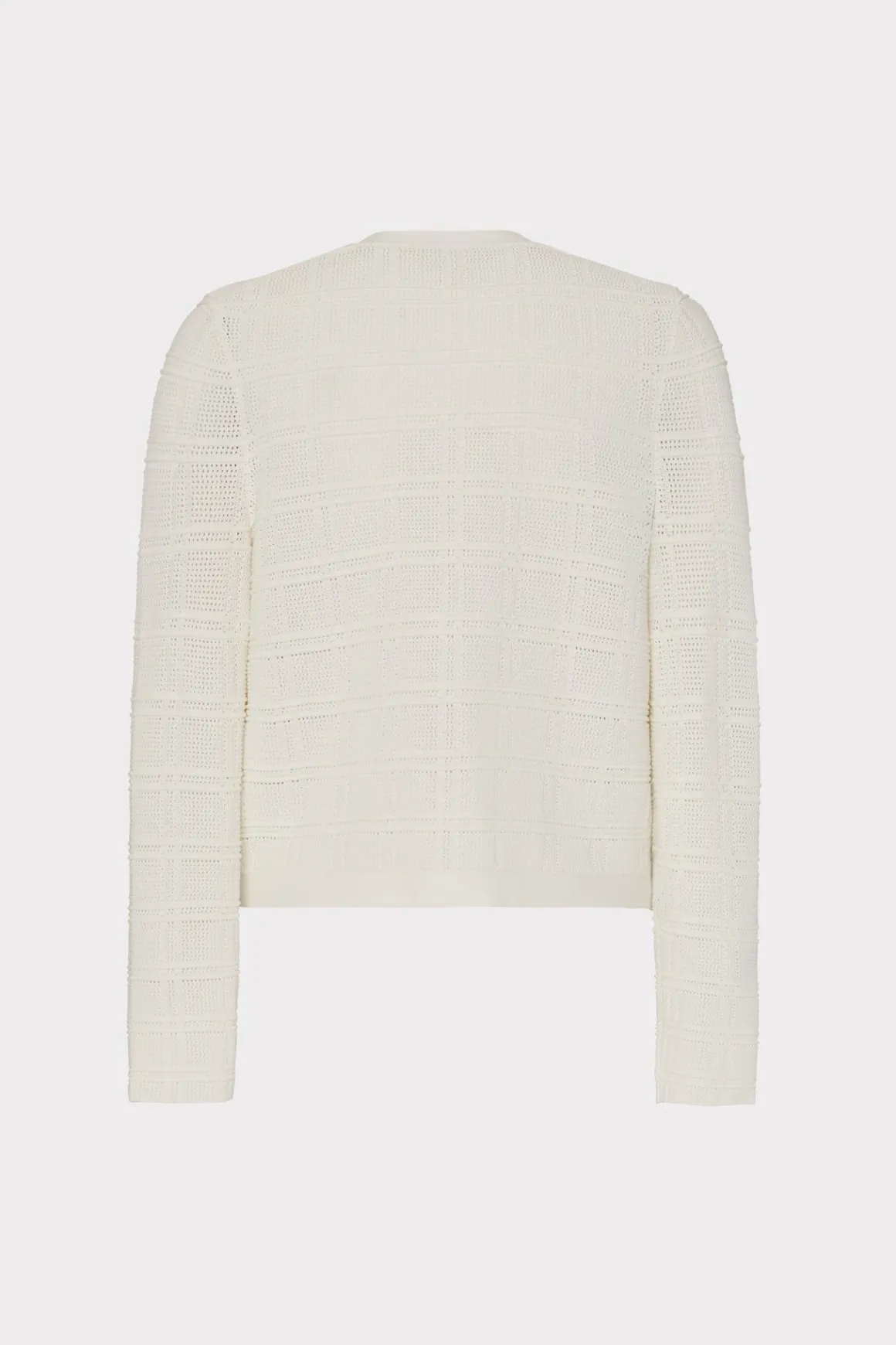 MILLY Coats & Jackets-Pointelle Textured Knit Jacket Ecru