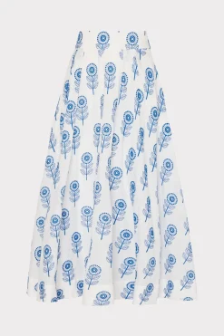MILLY Matching Sets-Poppy Embroidery Skirt White/Blue