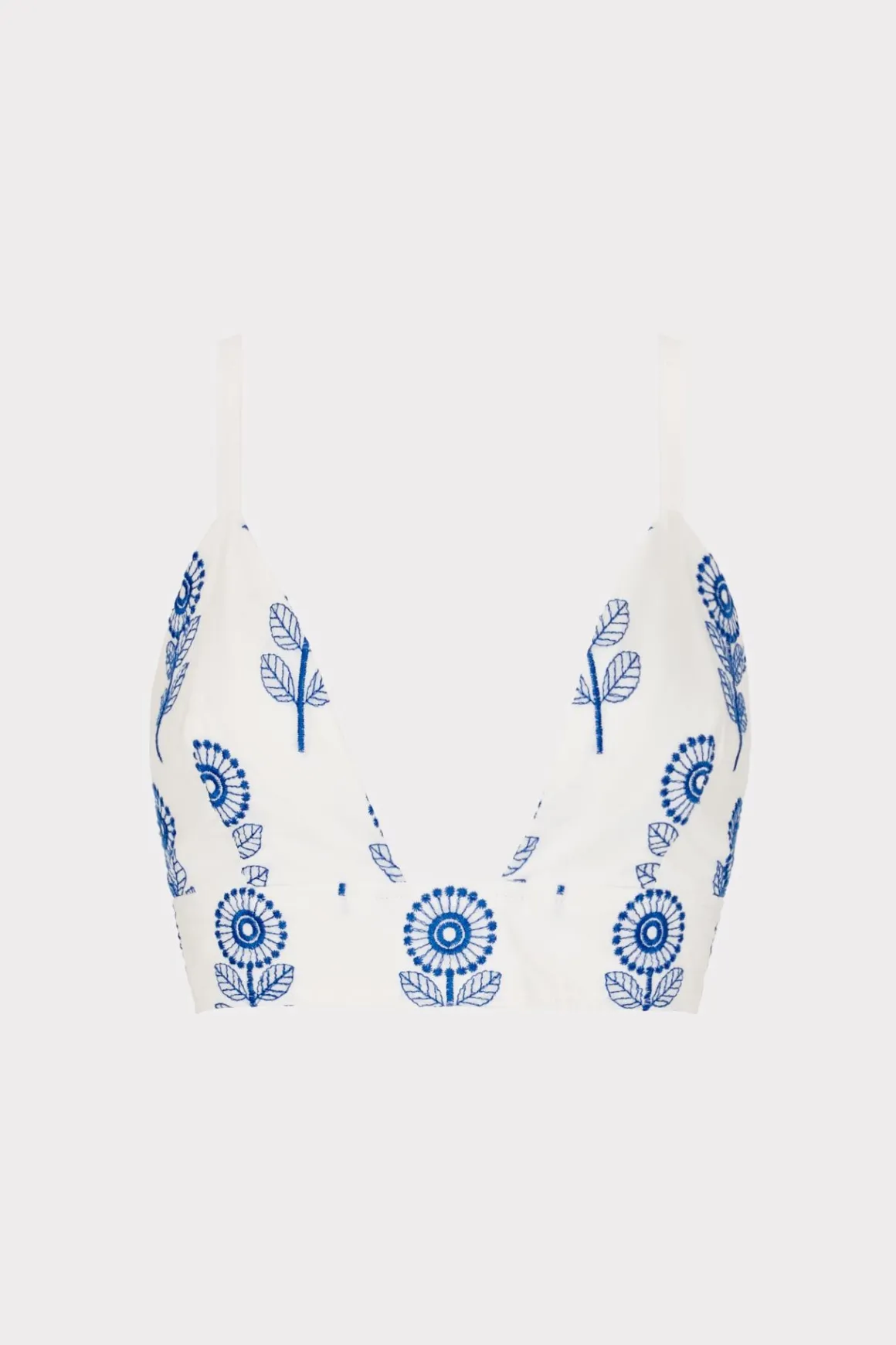 MILLY Tops-Poppy Embroidery Top White/Blue