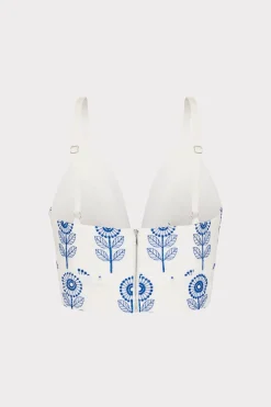 MILLY Tops-Poppy Embroidery Top White/Blue