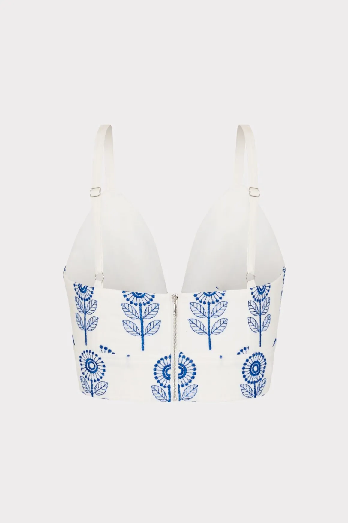 MILLY Tops-Poppy Embroidery Top White/Blue