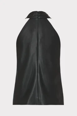 MILLY Jumpsuits & Rompers-Preston Vegan Leather Top Black