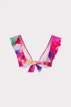 MILLY Jumpsuits & Rompers-Rainbow Waterfall Ruffle Bikini Top Multi