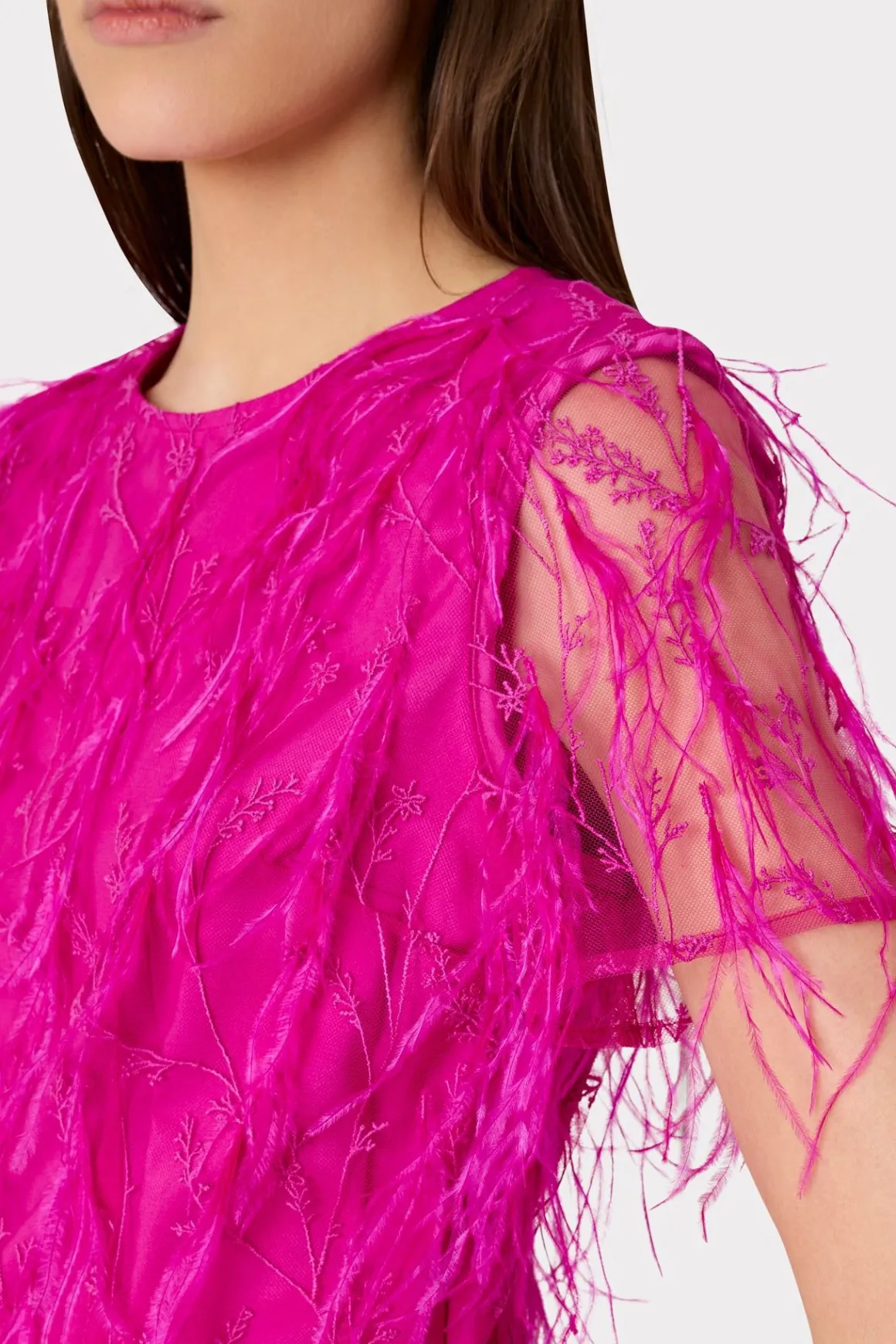 MILLY Pink Dresses-Rana Feather Dress Fuchsia