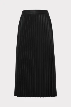 MILLY Skirts-Rayla Vegan Leather Pleated Skirt Black