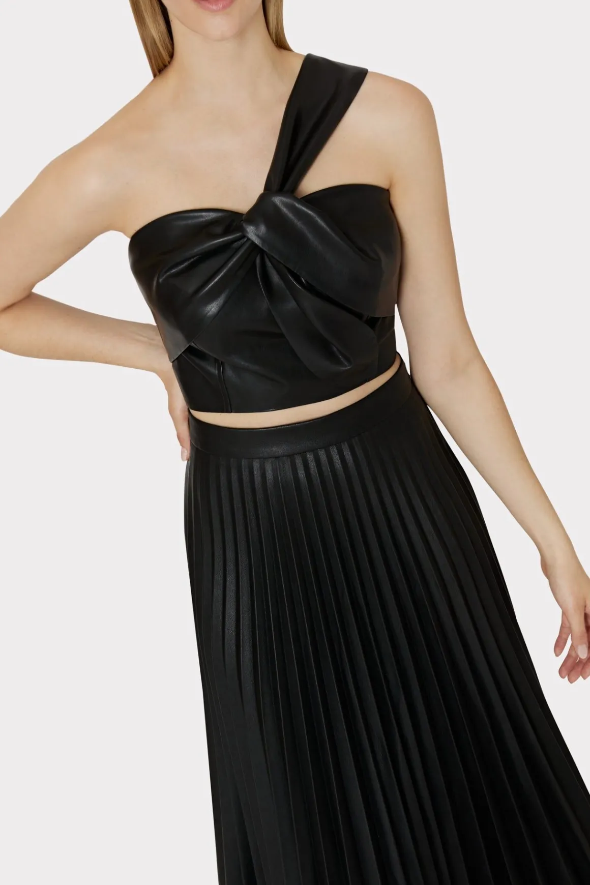 MILLY Skirts-Rayla Vegan Leather Pleated Skirt Black