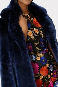 MILLY Coats & Jackets-Riley Faux Fur Coat Navy