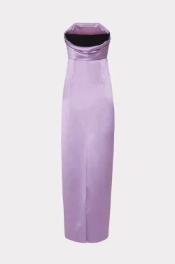MILLY Maxi Dresses-Riva Hammered Satin Gown Purple