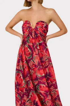 MILLY Cocktail Dresses-River Windmill Floral Dress Red Multi