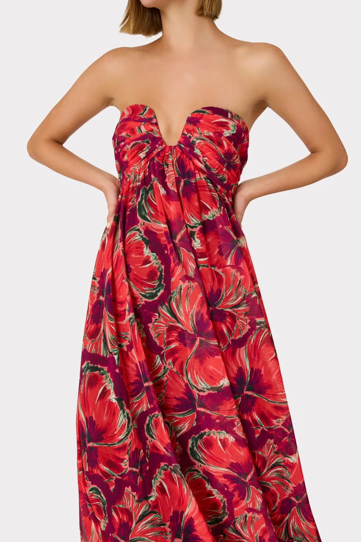 MILLY Maxi Dresses-River Windmill Floral Dress Red Multi