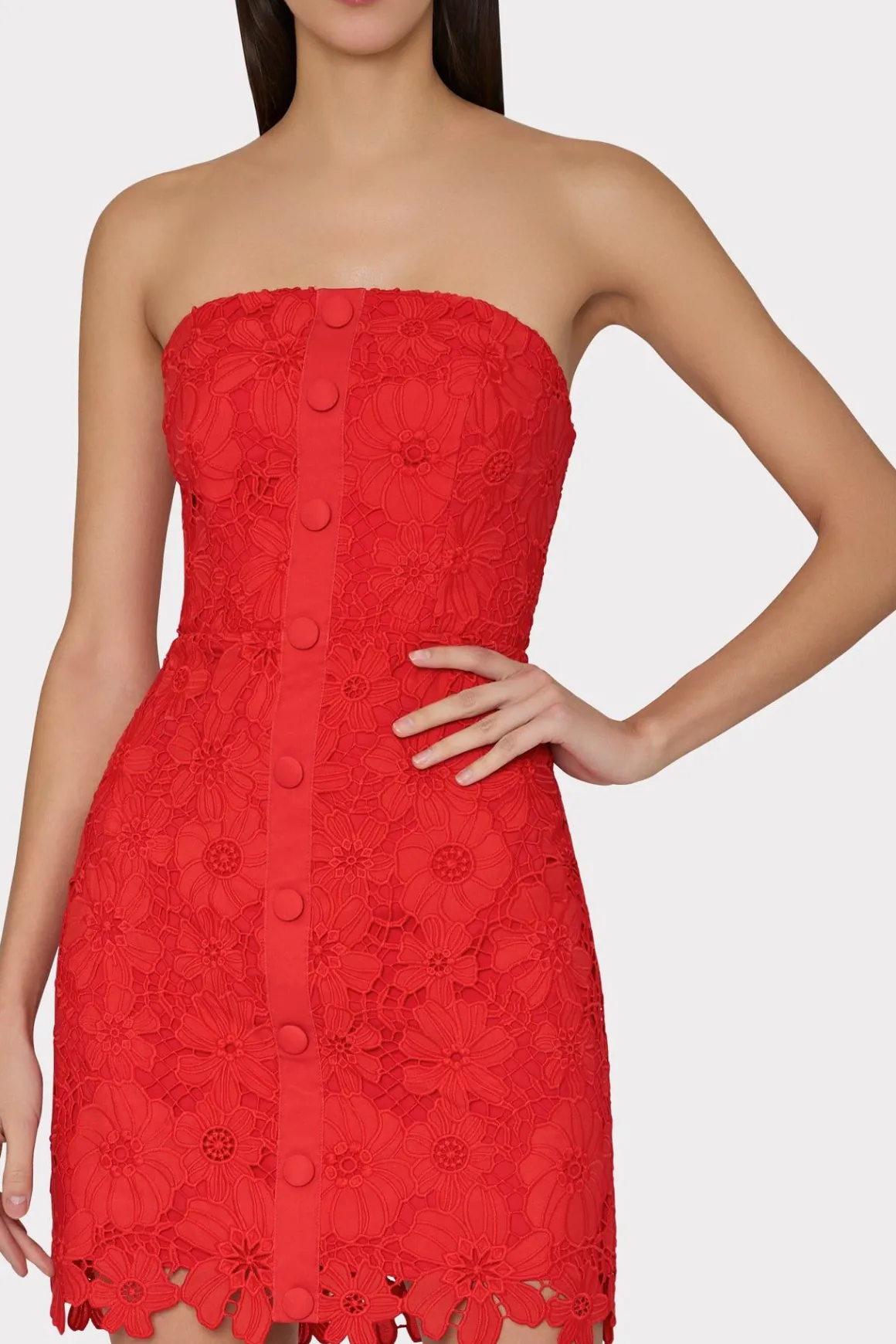 MILLY Mini Dresses-Roja Lace Mini Dress Red