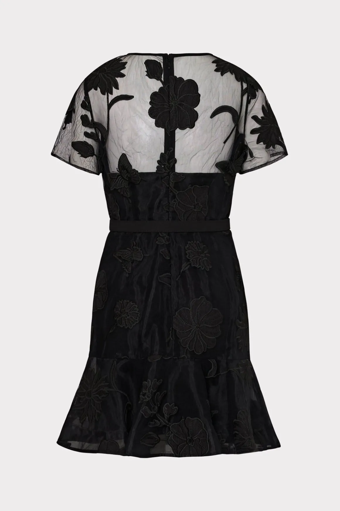 MILLY Mini Dresses-Rosie 3D Butterfly Embroidery Dress Black
