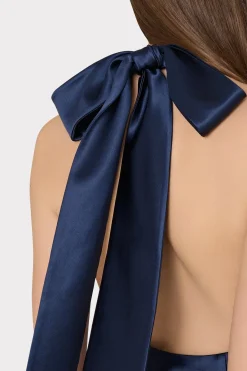 MILLY Jumpsuits & Rompers-Roux Hammered Satin Gown Navy
