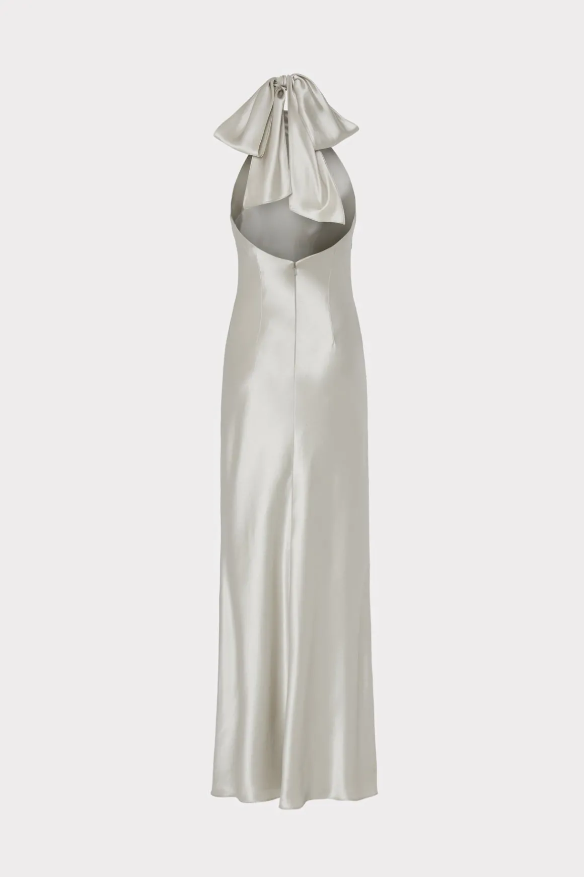 MILLY Evening Gowns-Roux Hammered Satin Gown Silver