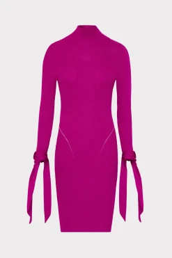 MILLY Day Dresses-Rowa Cascading Cuff Mini Dress Dark Pink