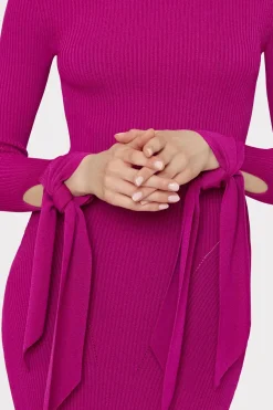MILLY Day Dresses-Rowa Cascading Cuff Mini Dress Dark Pink