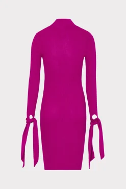 MILLY Day Dresses-Rowa Cascading Cuff Mini Dress Dark Pink