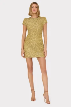 MILLY Jumpsuits & Rompers-Rowen Metallic Tweed Dress Gold
