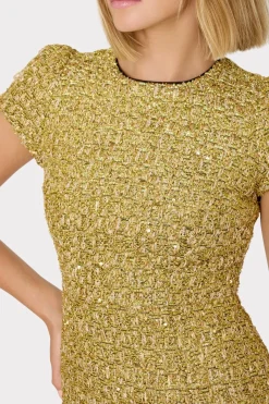 MILLY Jumpsuits & Rompers-Rowen Metallic Tweed Dress Gold