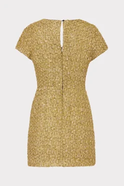 MILLY Jumpsuits & Rompers-Rowen Metallic Tweed Dress Gold