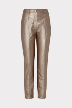 MILLY Pants-Rue Vegan Leather Pants Silver