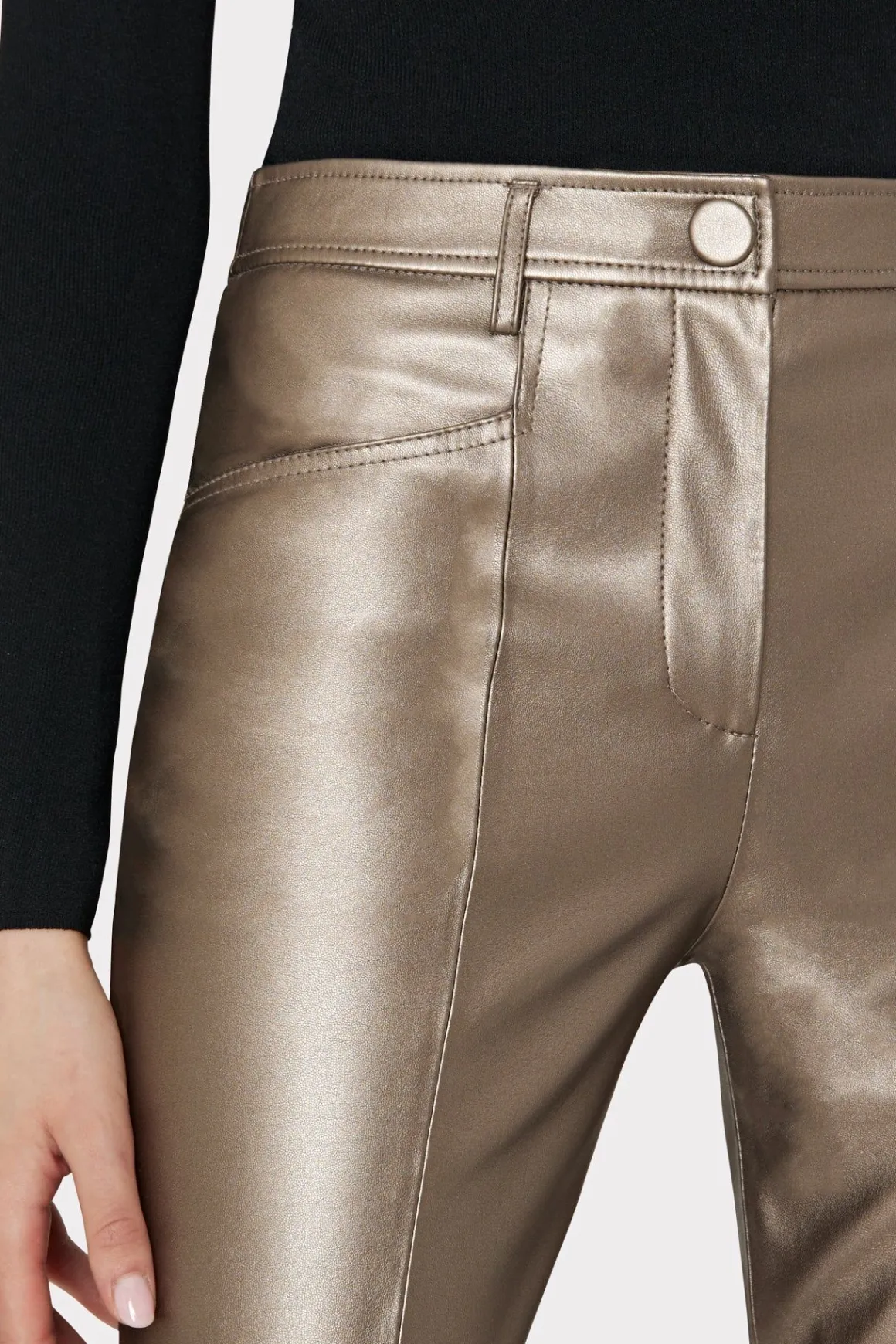 MILLY Pants-Rue Vegan Leather Pants Silver