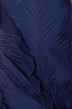 MILLY Evening Gowns-Ryanna Chiffon Devore Dress Navy