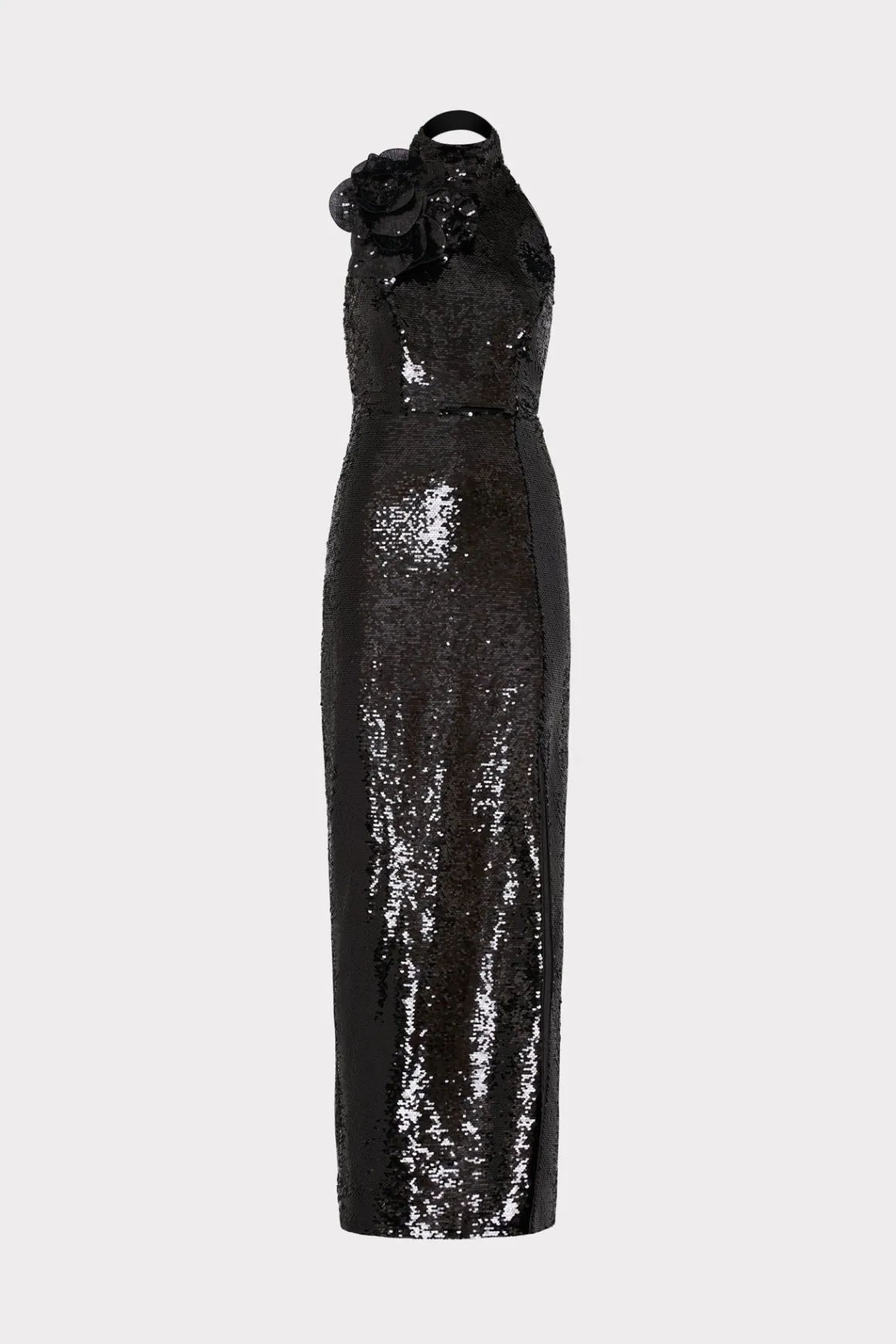 MILLY Little Black Dresses-Sabine 3D Sequins Rosette Dress Black