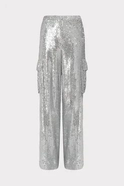MILLY Matching Sets-Saison Sequins Cargo Pants Silver