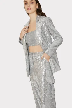 MILLY Matching Sets-Saison Sequins Cargo Pants Silver
