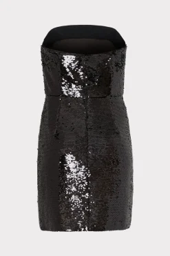 MILLY Little Black Dresses-Sascha 3D Sequins Rosette Dress Black