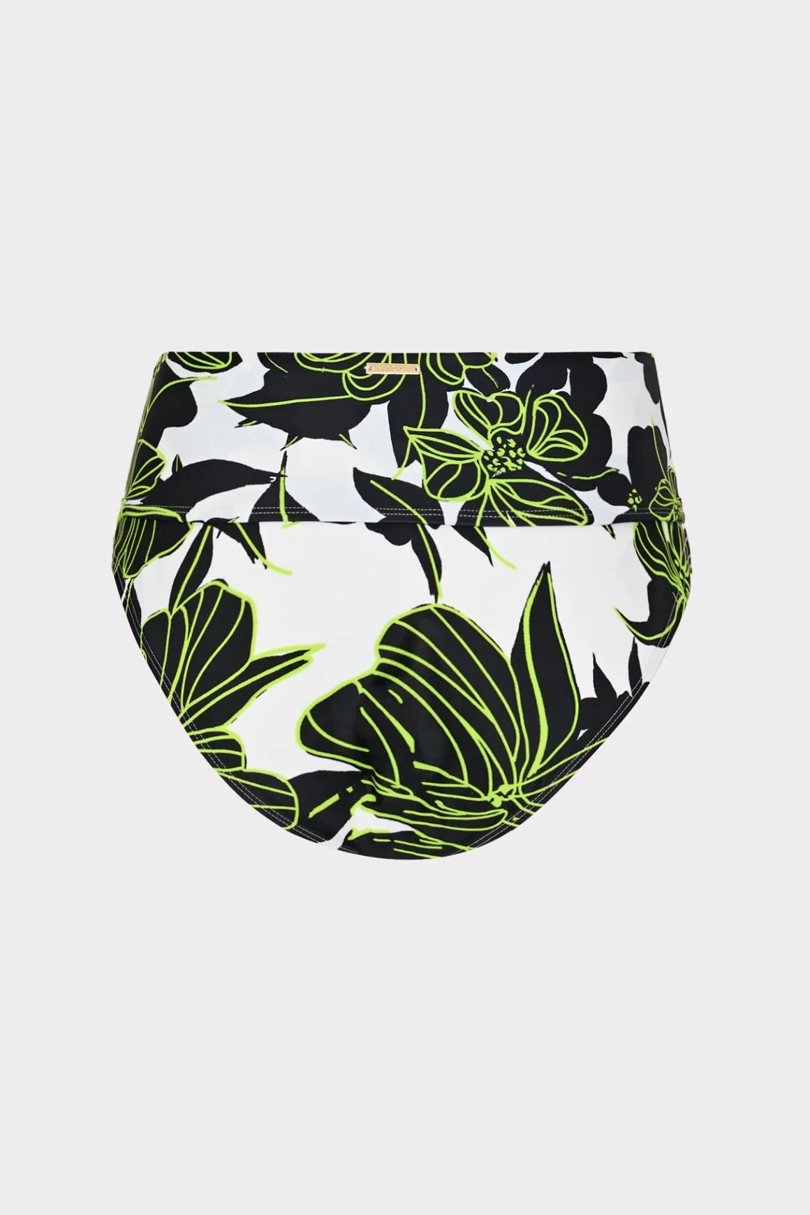 MILLY Bikinis-Sea Of Petals High Waisted Bikini Bottom Chartreuse/Black