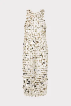 MILLY Jumpsuits & Rompers-Sequin Crochet Midi Dress Ecru