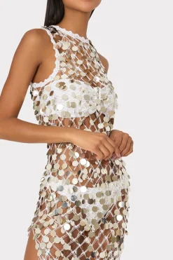 MILLY Jumpsuits & Rompers-Sequin Crochet Midi Dress Ecru