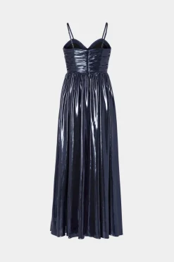 MILLY Maxi Dresses-Shannon Metallic Dress Navy