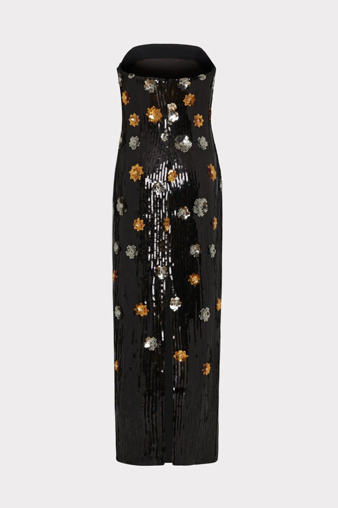 MILLY Maxi Dresses-Shiloh 3D Floral Sequins Dress Black Multi