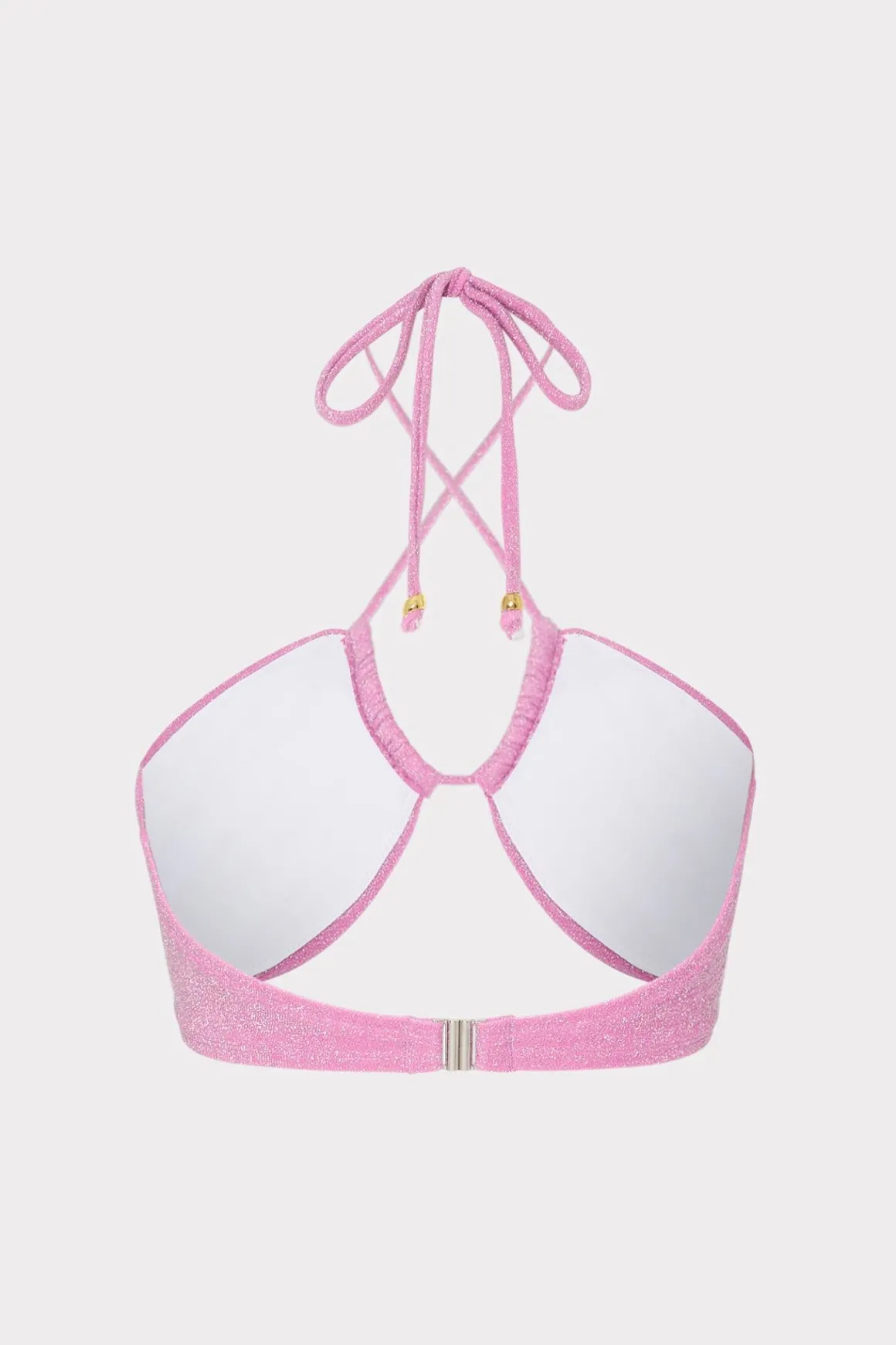 MILLY Bikinis-Shimmer Halter Bikini Top Pink