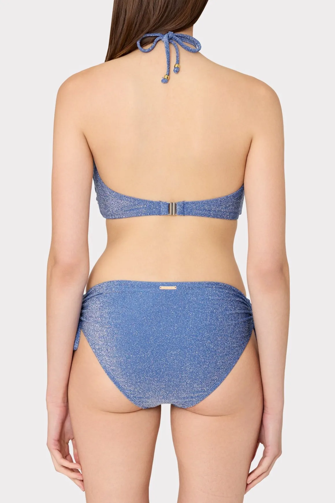 MILLY Bikinis-Shimmer Halter Bikini Top Blue