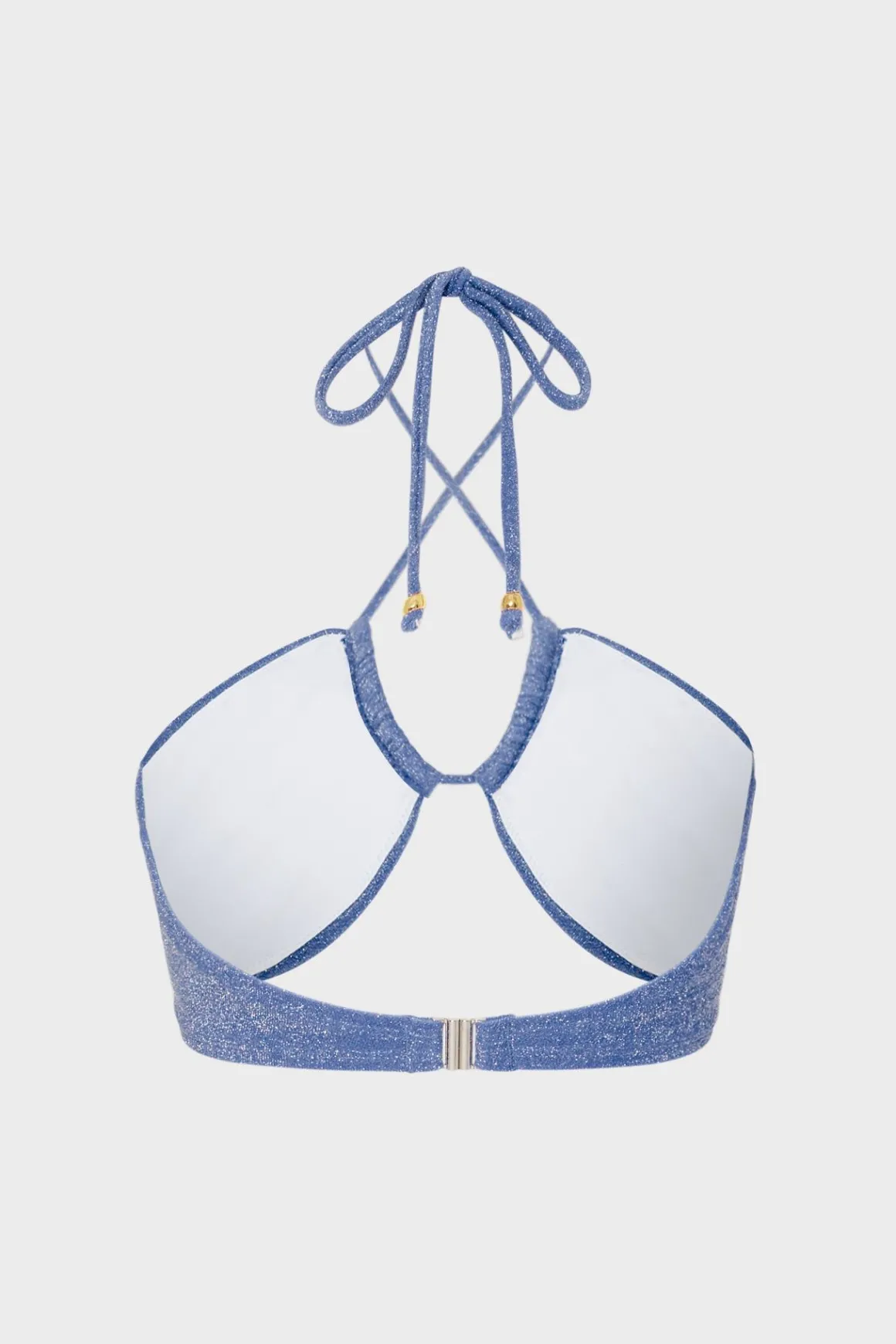 MILLY Bikinis-Shimmer Halter Bikini Top Blue