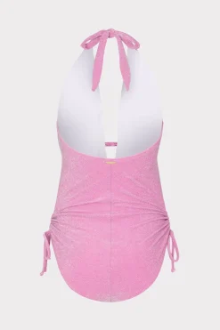 MILLY Jumpsuits & Rompers-Shimmer Halter One Piece Pink