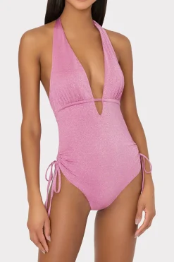 MILLY One Piece Swimsuits-Shimmer Halter One Piece Pink