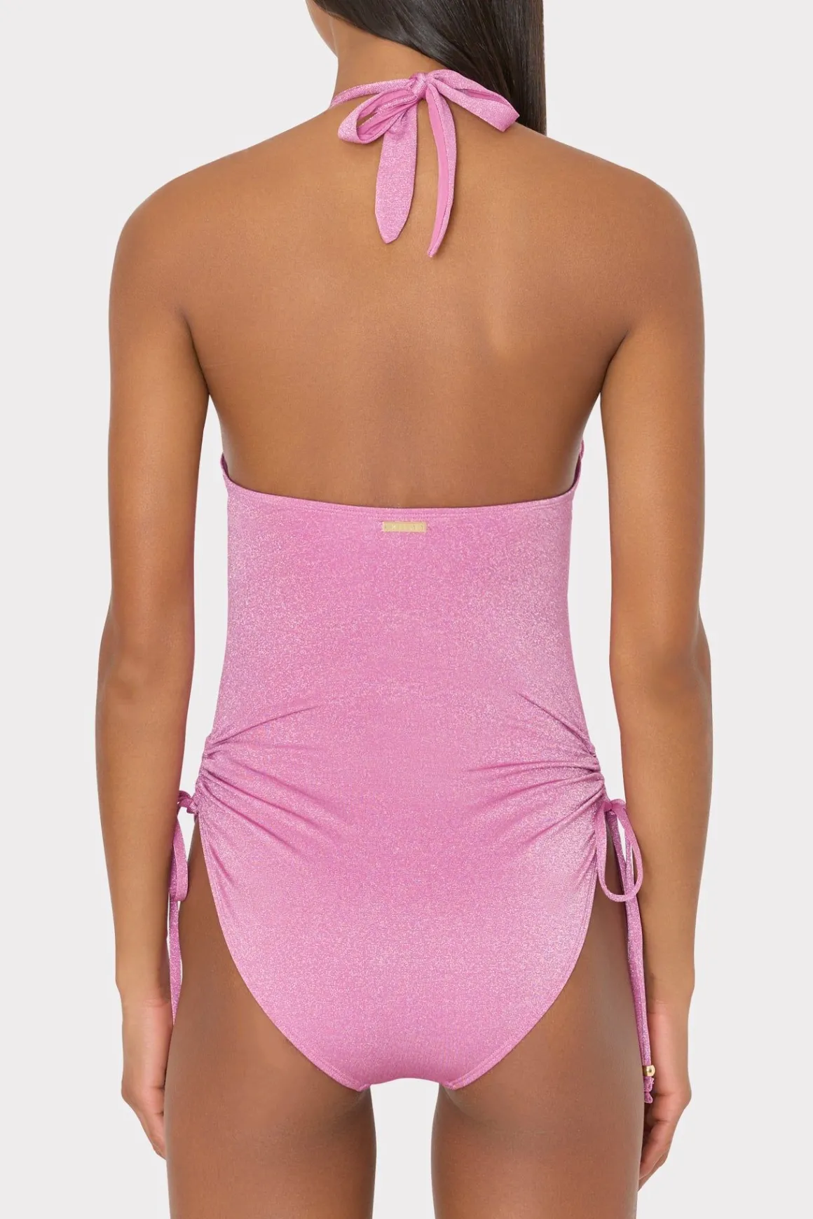 MILLY One Piece Swimsuits-Shimmer Halter One Piece Pink