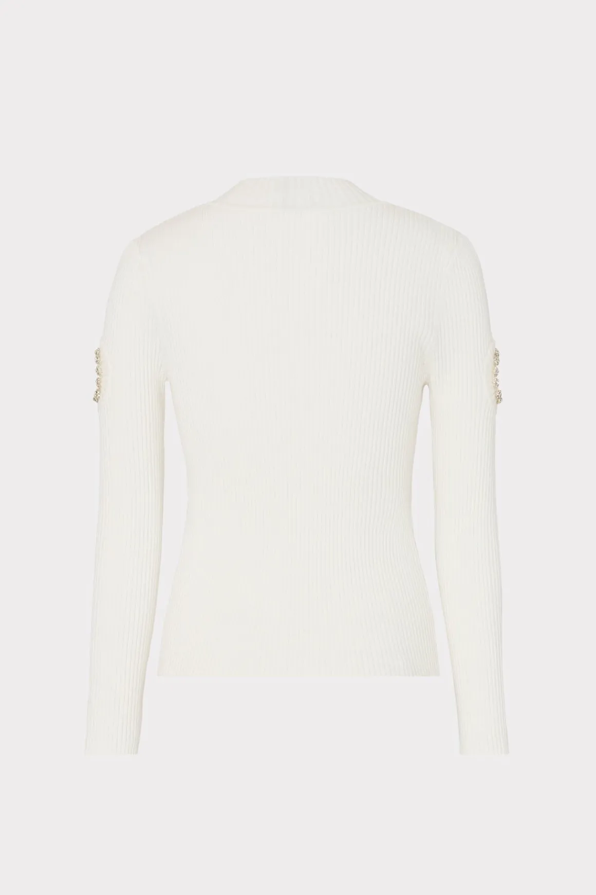 MILLY Sweaters & Knits-Shoulder Cut Out Knit Mock Neck Ecru