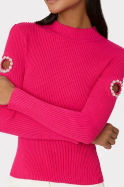 MILLY Sweaters & Knits-Shoulder Cut Out Knit Mock Neck Milly Pink